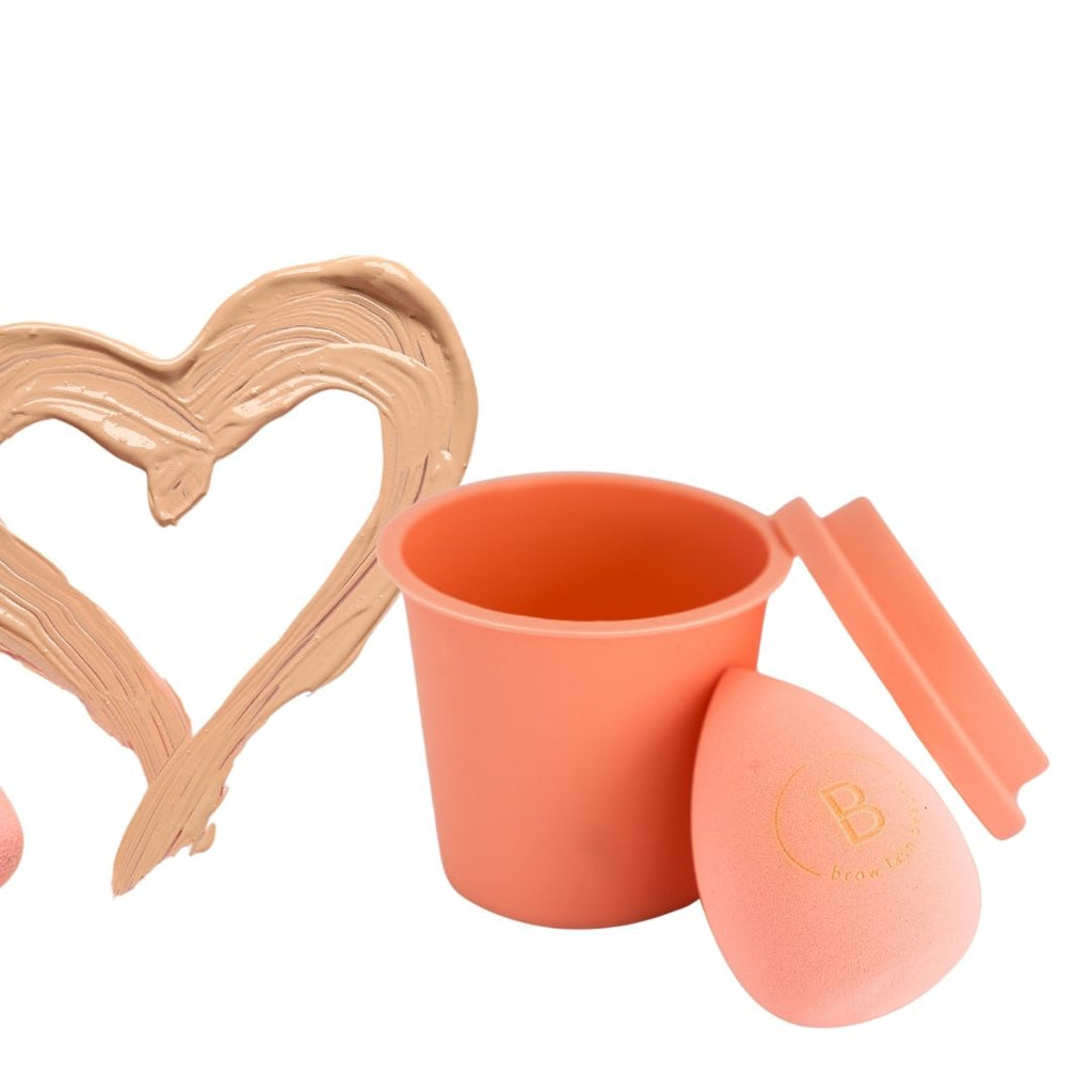 BLASHY Make up Powder Sponge in rosa mit Coffee Cup Box